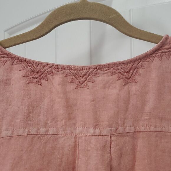 C&C California Sleeveless Artesian 100% Linen Embroderied Midi Drsss, Med - Picture 6 of 6